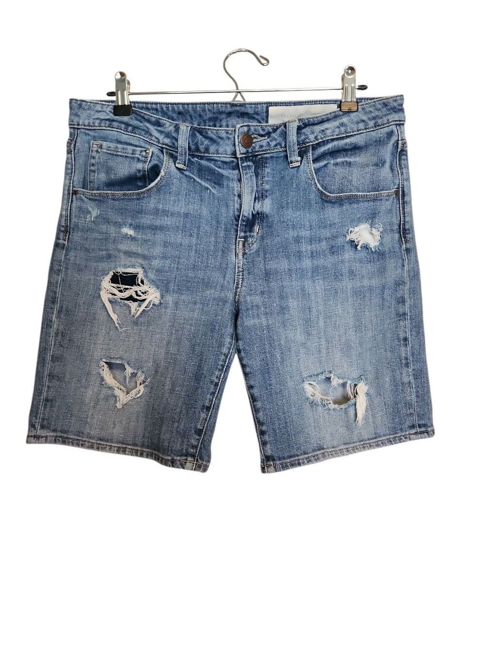 TREASURE & BOND DISTRESSED BLUE DENIM JEAN SHORTS SIZE 30 - 10" RISE